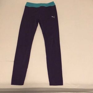 Girls dark purple and teal leggings brand Puma
